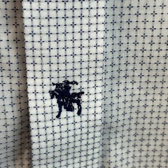 Hart Schaffner Marx White & Blue Print Non-Iron Shirt Size 17.5 (XL) - Picture 6 of 12
